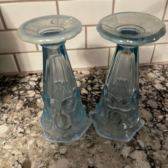 LE Smith Moon and Star Vase Light Blue Trumpet Flair. Price is for one vase. - Picture 4 of 5